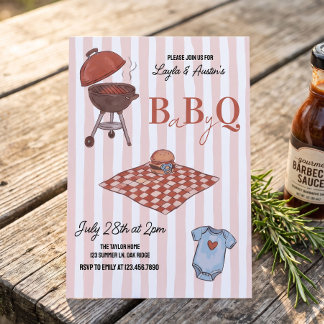 Invitación de Baby Shower de parejas BBQ Baby Q