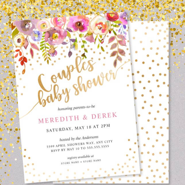 Invitación de Baby Shower de Parejas Florales de O (Subido por el creador)