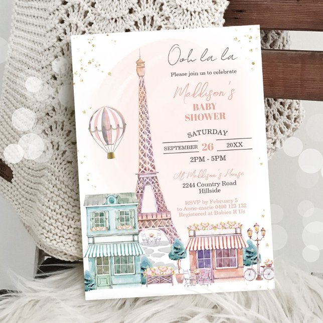 Invitación de Baby Shower de París (Subido por el creador)