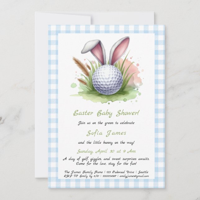 Invitación de Baby Shower de Pascua (Anverso)