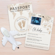Invitación de Baby Shower de Passport - Tema de vi