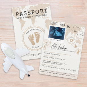 Invitación de Baby Shower de Passport - Tema de vi