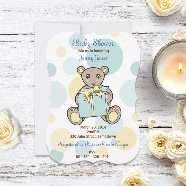 Invitación de Baby Shower de Pastel Cute Teddy Bea (Subido por el creador)