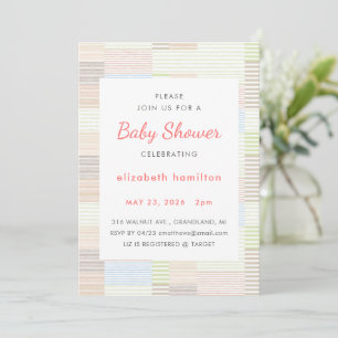 Invitación de baby shower de patchwork de rayas pa
