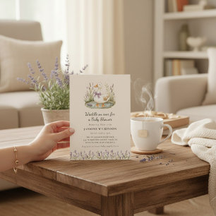 Invitación de baby shower de patito de lavanda ado