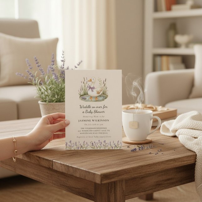 Invitación de baby shower de patito de lavanda ado (Subido por el creador)