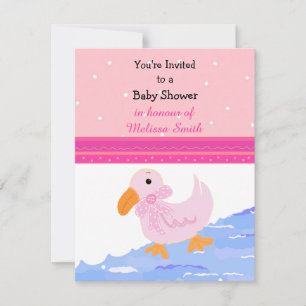 Invitación de baby shower de patito rosa