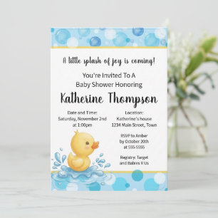Invitación de Baby Shower de Pato Bebé Niño