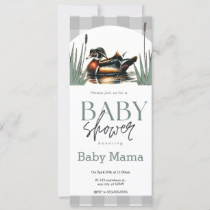 Invitación de baby shower de pato de madera delgad