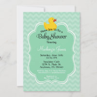 Invitación de Baby Shower de pato de menta neutra