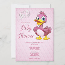 Invitación de Baby Shower de pato rosa