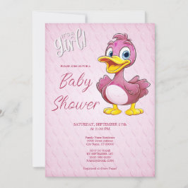 Invitación de Baby Shower de pato rosa
