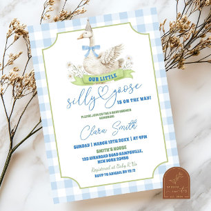 Invitación de Baby Shower de Pato Tonto Preppy Azu