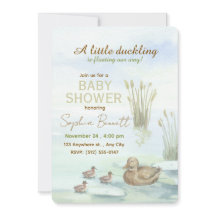 Invitación de baby shower de Pato y Patitos