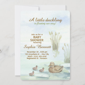 Invitación de baby shower de Pato y patitos