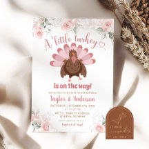 Invitación de Baby Shower de Pavita Rosa Otoñal