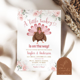 Invitación de Baby Shower de Pavita Rosa Otoñal