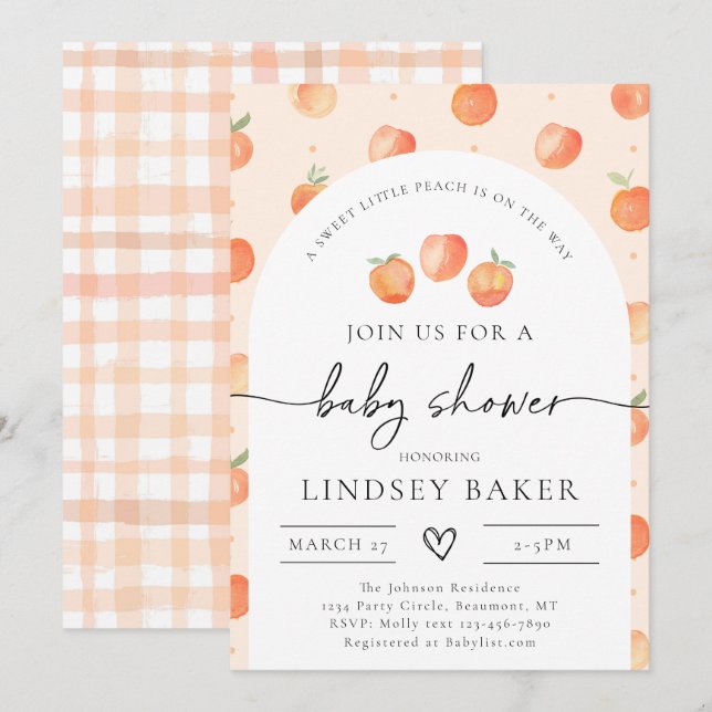 Invitación de Baby Shower de Peach | Bebé de leche (Anverso / Reverso)