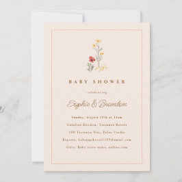 Invitación de Baby Shower de Peach Wildflowers Par