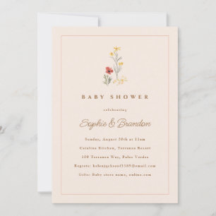 Invitación de Baby Shower de Peach Wildflowers Par