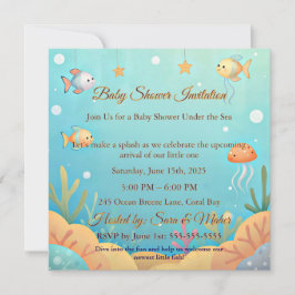 Invitación de Baby Shower de Pececito Adorable Baj