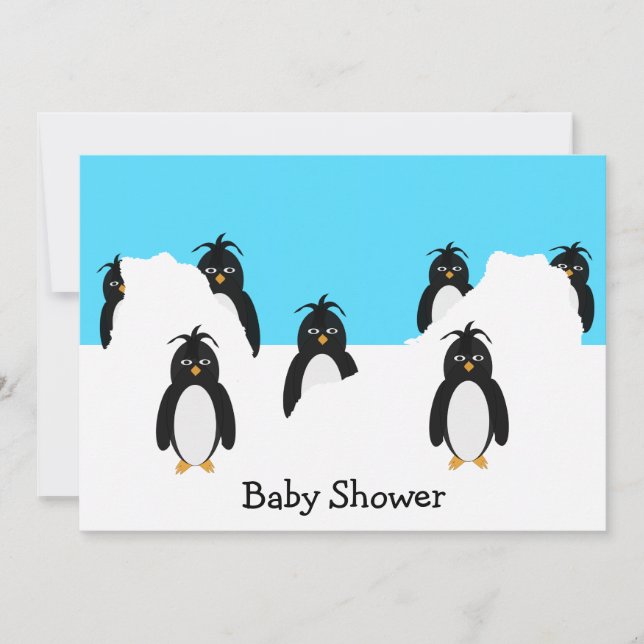 Invitación de Baby Shower de Penguins Design (Anverso)