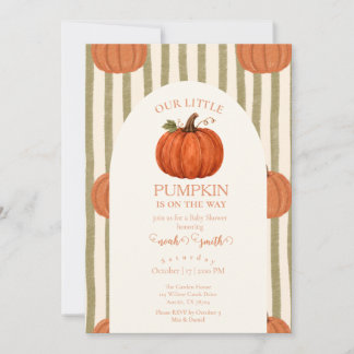 invitación de baby shower de pequeña calabaza en c