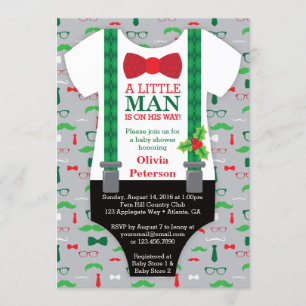 Invitación de Baby Shower de pequeño hombre, Navid
