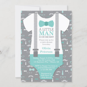 Invitación de Baby Shower de pequeño hombre, Verde