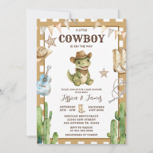 Invitación de Baby Shower de Pequeño Vaquero Dinos