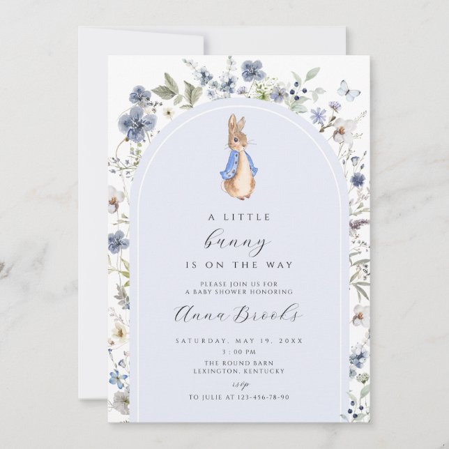 Invitación de Baby Shower de Peter rabbit (Anverso)
