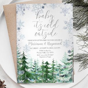 Invitación de Baby Shower de Pine Trees Winter