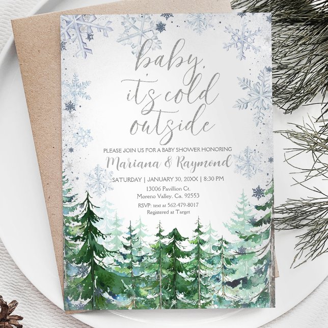 Invitación de Baby Shower de Pine Trees Winter (Subido por el creador)
