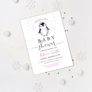 Invitación de Baby Shower de Pingüino de Invierno