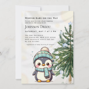 Invitación de Baby Shower de Pingüino de Invierno