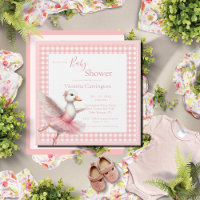 Invitación de Baby Shower de Pink Ballerina Duck