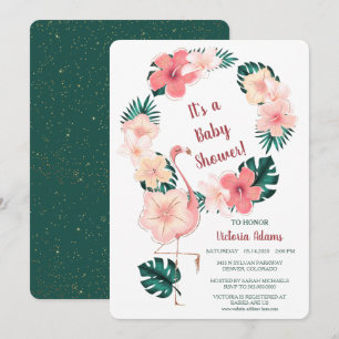 Invitación de Baby Shower de Pink Hibiscus Flaming