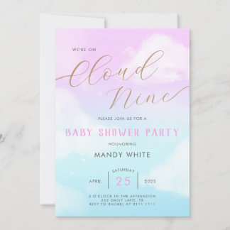 Invitación de Baby Shower de Pink Sky Cloud Nueve
