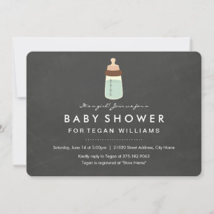 Invitación de baby shower de pizarra moderna y bot