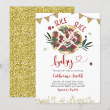 invitación de baby shower de pizza