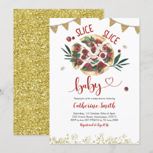 invitación de baby shower de pizza