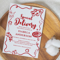 Invitación de baby shower de pizza, entrega especi
