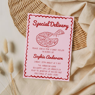 Invitación de Baby Shower de Pizza Especial Entreg