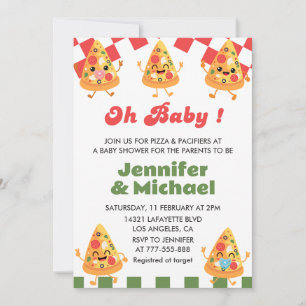 Invitación de Baby Shower de Pizza Oh Baby Chupete