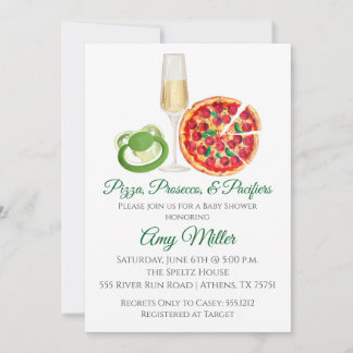 Invitación de Baby Shower de Pizza Prosecco y Chup