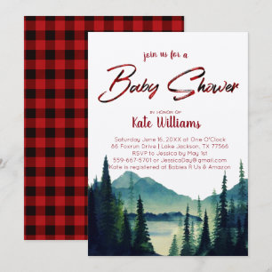 Invitación de Baby Shower de Plaid de Búfalo   Mou