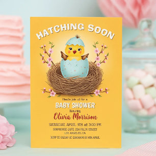 Invitación de Baby Shower de Pollito Adorable que 
