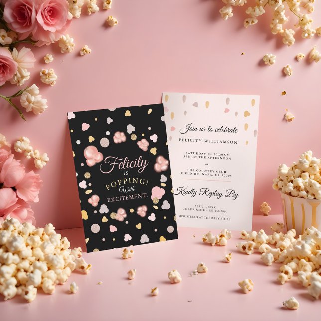Invitación de Baby Shower de Popcorn en reventado (Bursting Popping Popcorn Baby Shower Invitation)