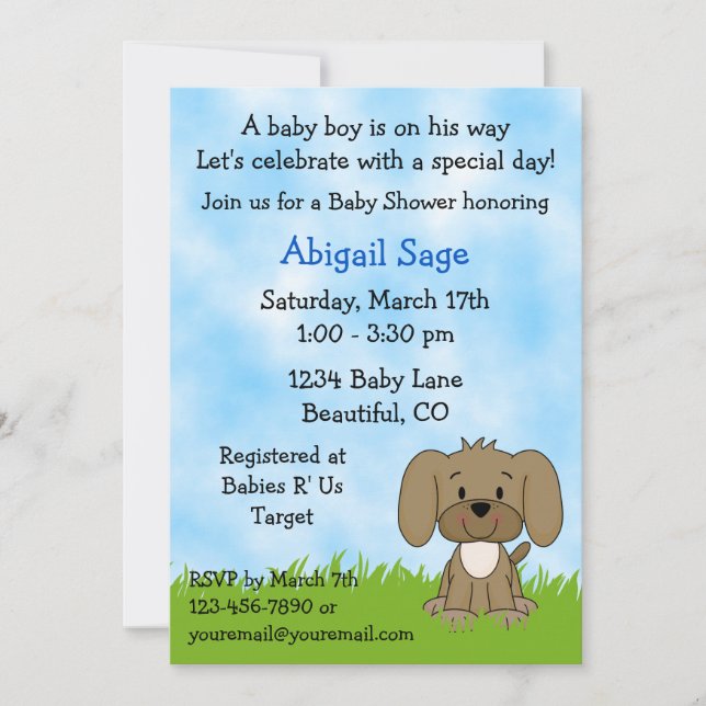 Invitación de Baby Shower de porcino para niños (Anverso)