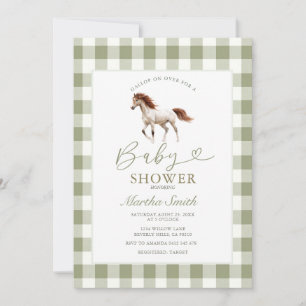Invitación de Baby Shower de Potro Verde Salvia